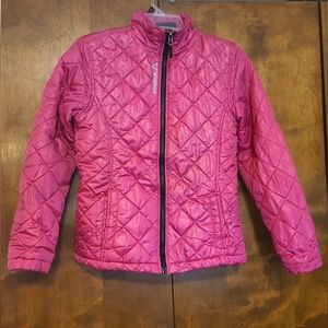 Reebok Girls Pink Lightweight Zip-up Quilted Puffer Insulated Jacket Size Large